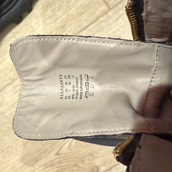 AllSaints Othello Black Leather Front Zip Boots - Size 10 - Picture 6 of 6